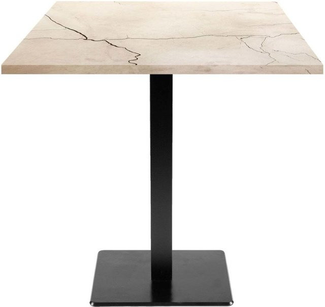 RestooTab Tisch Milan quadratisch in Wollweiß/Marmoriert mit schwarzem Gestell, B/T/H: 70 x 70 x 75 cm - Bild 1