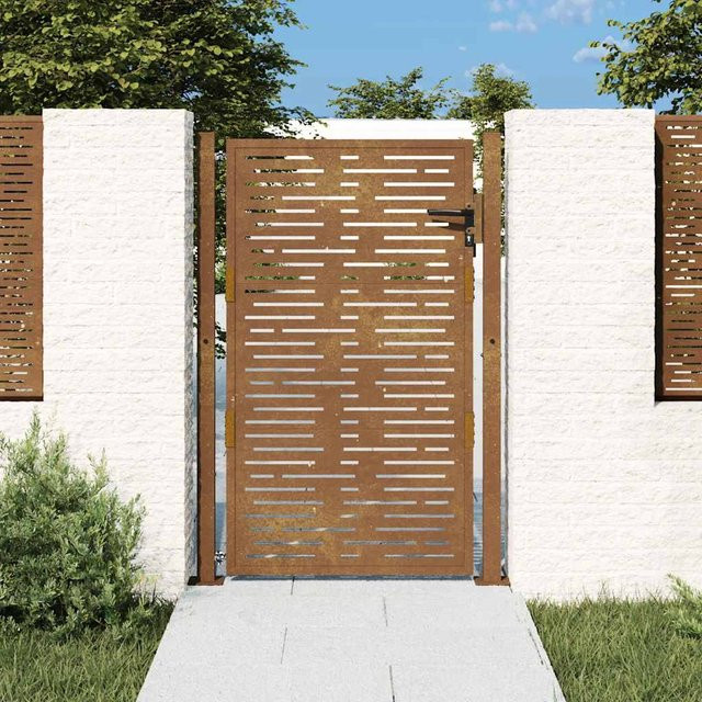 Vidaxl Gartentor aus Cortenstahl in Braun mit Rechteck-Motiv, B: 105 cm, H: 130 cm - Bild 1