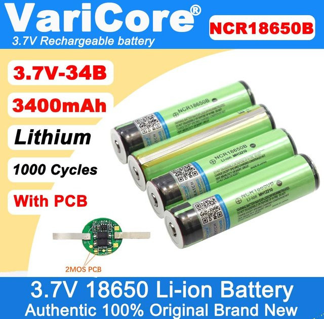 VariCore NCR18650B Lithium-Ionen-Akku 3,7 V 3400 mAh mit PCB-Batterieschutz in Grün - Bild 1