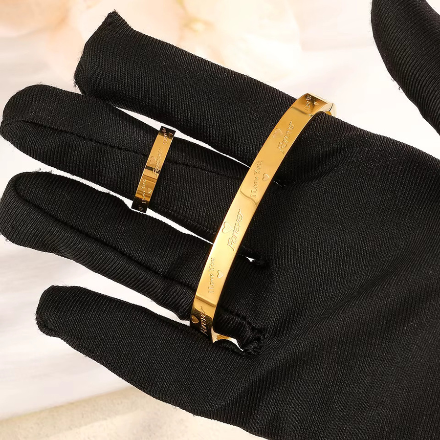 ZAKOL Armband Ring Set, Edelstahl, Gold, Unisex - Bild 4