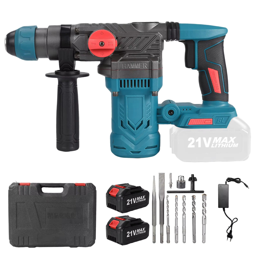 Multifunktionaler bürstenloser Akku-Bohrhammer mit 2200W und Meißel-Funktion, kompatibel mit Makita LXT Akkus, Blau - Bild 8