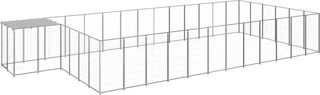 vidaXL Hundezwinger aus Stahl in Silber, wetterfest, B/T/H: 7,7 x 3,3 x 1,1 m - Bild 1