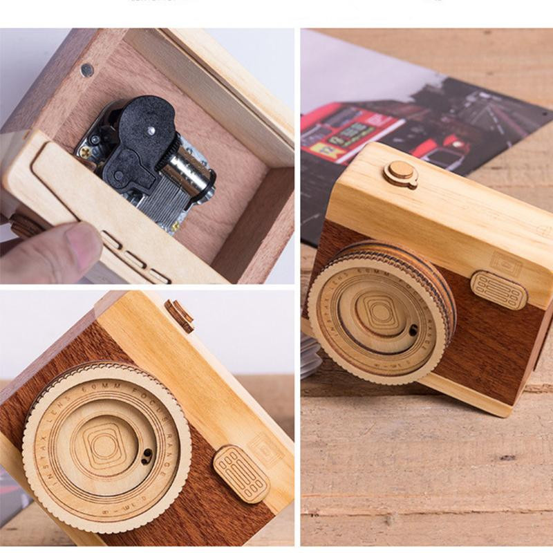Yiran Furniture Retro Kamera aus Holz Spieluhr - Bild 2