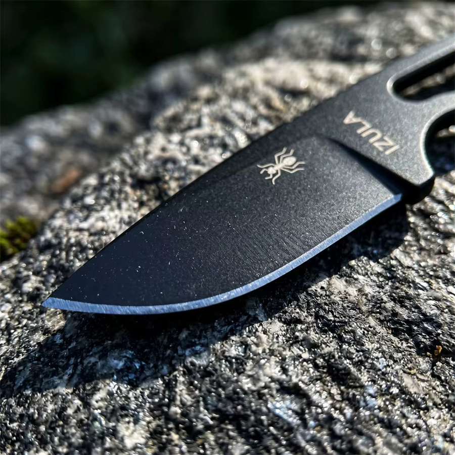 Multifunktionales Outdoor-Messer mit feststehender Klinge aus D2-Stahl und weißem Stahlgriff für Camping, Backpacking und EDC - Bild 2