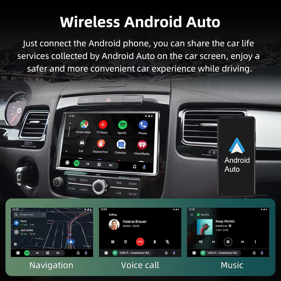 AUTOABC Kabelloses CarPlay Interface für VW Touareg RNS850 mit Android Auto, WiFi, Bluetooth 5.0, Mirrorlink und GPS Nachrüstkit - Bild 3