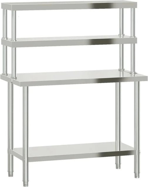 DELUKE Gastro Edelstahl Arbeitstisch SASO mit Aufsatzboard, Farbe: Silber, B/T/H: 110 x 55 x 150 cm - Bild 1