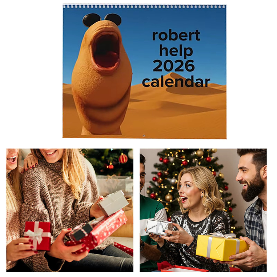 Marcus The Worm und Robert The Worm Hängender Wandkalender 2026, lustiger Meme-Kalender in Gelb und Multicolour für dein Büro oder die Schule - Bild 1