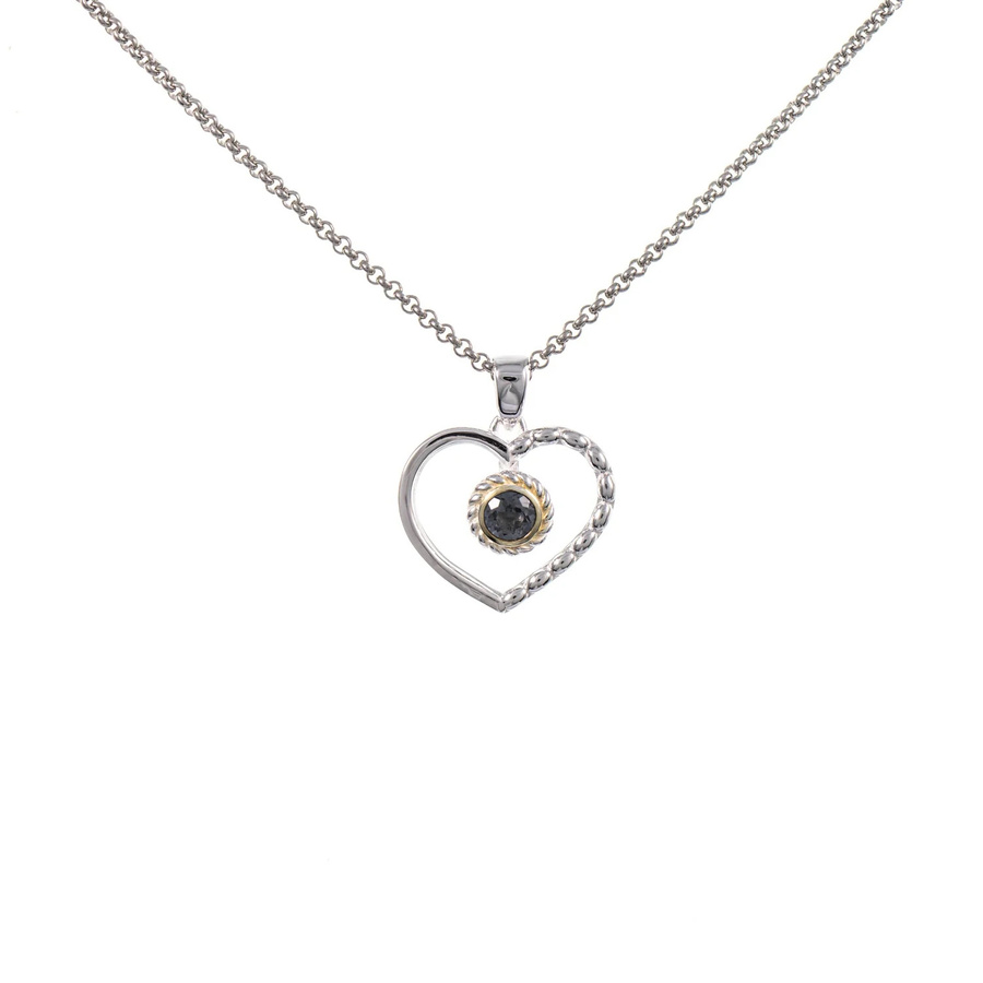 Anhänger Herz mit Kette, 925 Silber, teilvergoldet, Zirkonia, Unisex - Bild 1