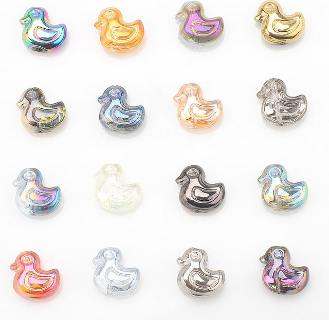 ZHUBI Anhänger Enten-Tierform, Glas, Bunt, 12mm - Bild 1