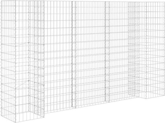 vidaXL H-förmiger Gabionen-Pflanzkorb aus Stahldraht in Silber, B/T/H: 260 x 40 x 150 cm - Bild 1