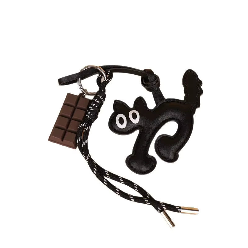 Yogodlns Schlüsselanhänger Katze, PU Leder, Unisex, Schokolade - Bild 2