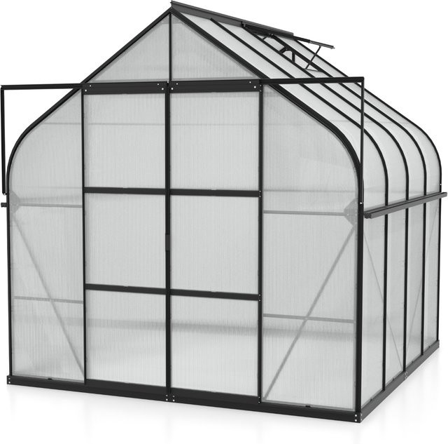 Vitavia Gewächshaus Dione 6700 in Schwarz mit Stahlfundamentrahmen, Glockendach und Polycarbonat-Verglasung, 6,7 m² - Bild 1