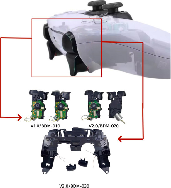Linke und rechte Trigger-Tasten für PS5 DualSense Controller L1R1 L2R2 Adaptive Haptische Trigger BDM-010 BDM-020 BDM-030 Schwarz - Bild 1