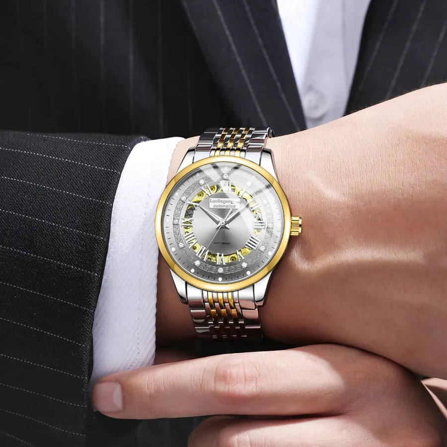 LUOLINGONGJUE Armbanduhr Automatik, Edelstahl, Schwarz, Herren - Bild 2