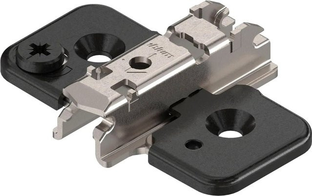 Blum Exzenter-Kreuzmontageplatte Clip Onyx Schwarz aus Stahl mit Schrauben und 3 mm Distanz - Bild 1