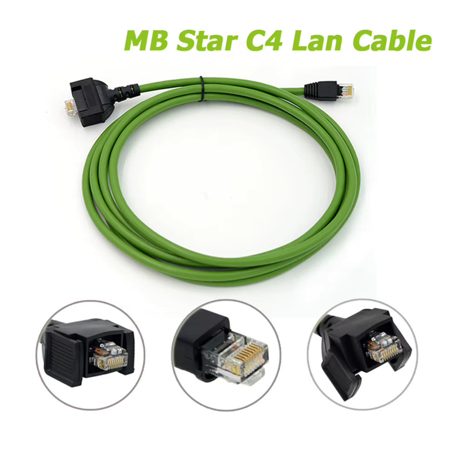 MB Star SD Connect C4 LAN-Kabel Ethernet für Diagnosegeräte in Grau und Grün - Bild 2