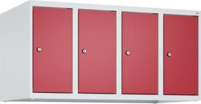 C+P Aufsatzschrank 7035/3003 mit 4 Abteilen und Zylinderschloss, B/T/H: 100 x 50 x 50 cm, Lichtgrau/Rubinrot - Bild 1