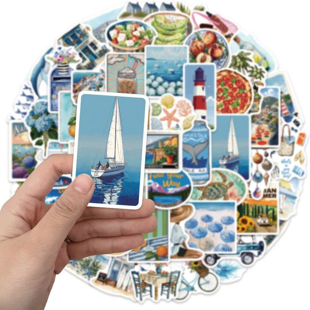50 Stück Personalisierte Graffiti-Aufkleber im Sommer-Design für Scrapbook und DIY-Verpackungen, Mehrfarbig - Bild 1