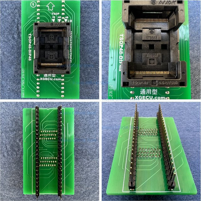 XGECU TSOP48-DIP48 Adapter SN-ADP-048-0.5/70-0065/SA247 in Grün für Universalprogrammierer wie T56, RT809H, TNM5000/7000 und Dataman Beeprog+ - Bild 1