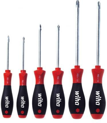 Wiha Werkstatt Schraubendreher-Set SoftFinish 6-teilig mit Phillips und Pozidriv in Schwarz-Rot - Bild 1