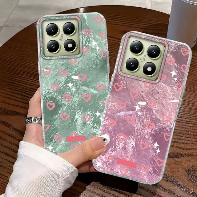 Handyhülle für Xiaomi 14T 13T Pro 11 Lite Poco X5 X6 X7 M6 C65 C61 M5S in Rosa mit Herz-Design aus TPU - Bild 1