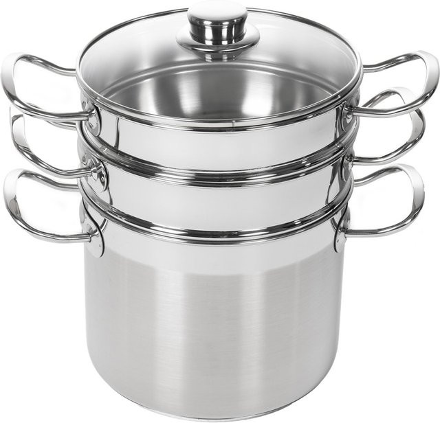 Pintinox Granvapore Piu 4-teiliges Edelstahl Dampf-Kochtopf Set in Silber, 5 l - Bild 1