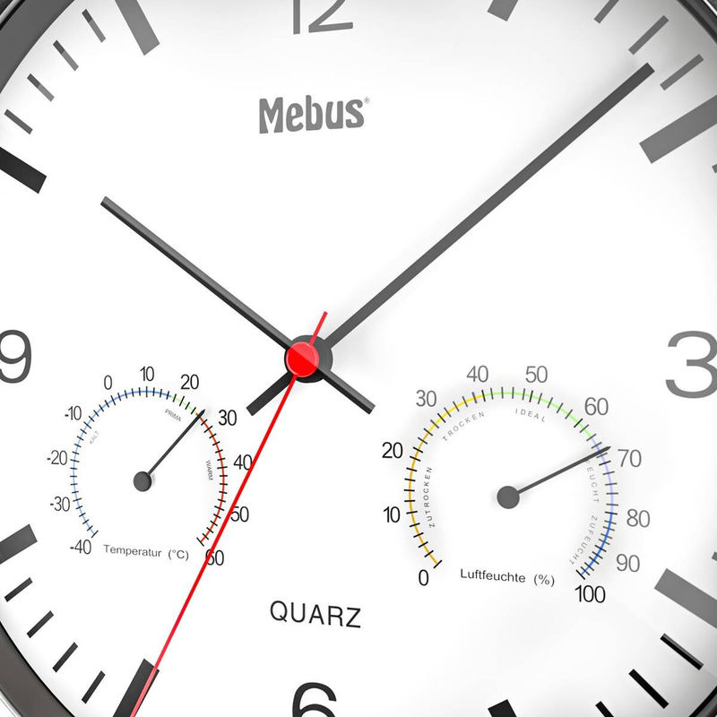 Mebus Wanduhr Analog in Weiß, Rund, Durchmesser: 25 cm - Bild 4