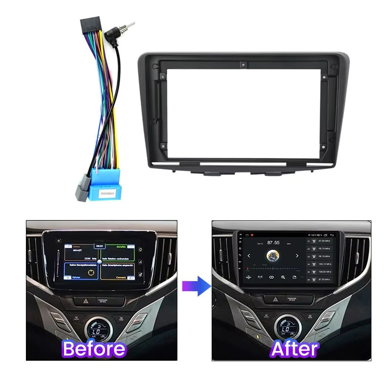 NAVIFANS 9-Zoll Autoradio-Blende für Suzuki Baleno 2015–2018 in Schwarz für GPS MP5 Stereo Android 2 Din Head Unit - Bild 2