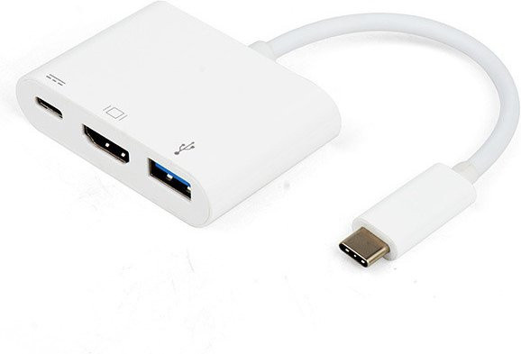 Vivanco 3in1 USB Type C zu HDMI Adapter mit Ladefunktion in Weiß - Bild 1