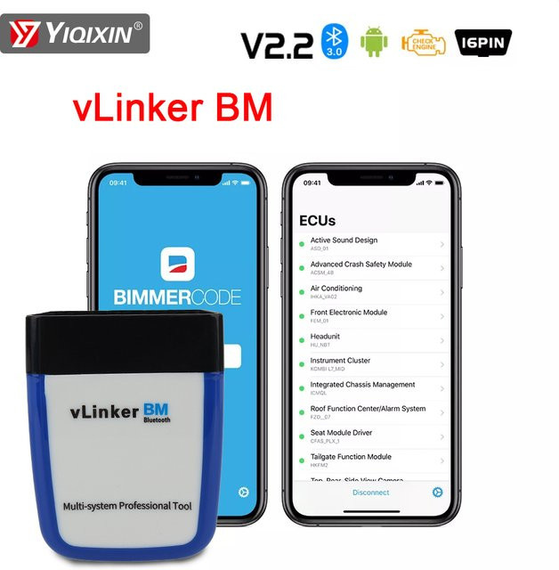 Vgate Vlinker BM Bluetooth OBD2 Auto Scanner ELM327 V2.2 für BMW G E F I R Serie und Bimmercode Diagnose Werkzeug - Bild 1