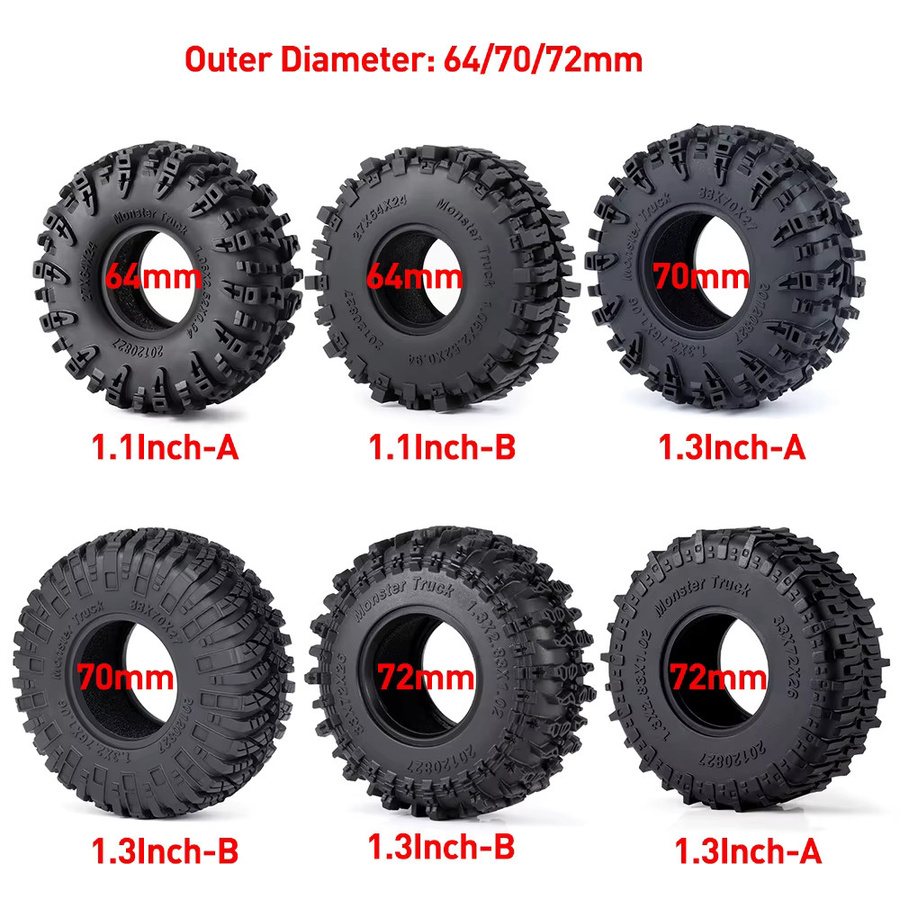 AXSPEED Gummireifen, 4-teiliges Set, 1,3 Zoll, 1,1 Zoll Schlamm-Terrain-Radreifen - Bild 2