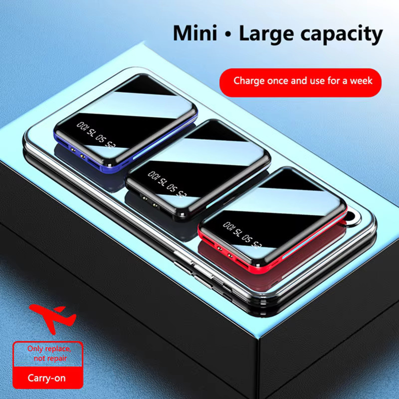 VIVO Mini-Powerbank 50000mAh Tragbares Ladegerät in Schwarz mit Spiegelbildschirm und LED-Digital-Anzeige für iPhone Xiaomi Samsung - Bild 2