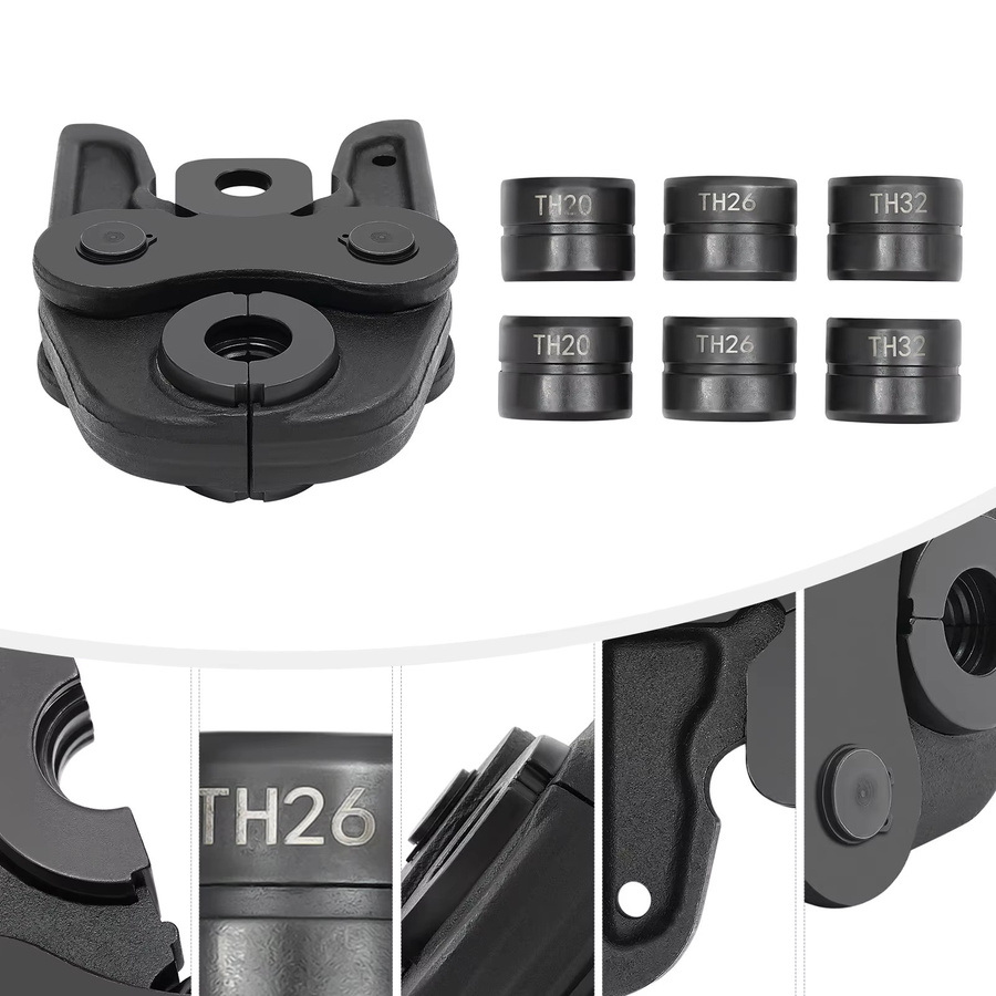 Bymaocar Pressbacke und Formen TH16, TH20, TH26, TH32 in Schwarz als Rohrschlüsselbacke für Aluminium-Kunststoffrohre, Pex-Rohre und Pb-Rohre - Bild 2