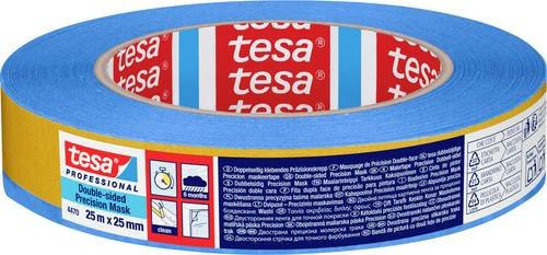 tesa Professional 4470 Außen UV PLUS Doppelseitiges Präzisionskrepp, Blau, Breite: 25 mm - Bild 1