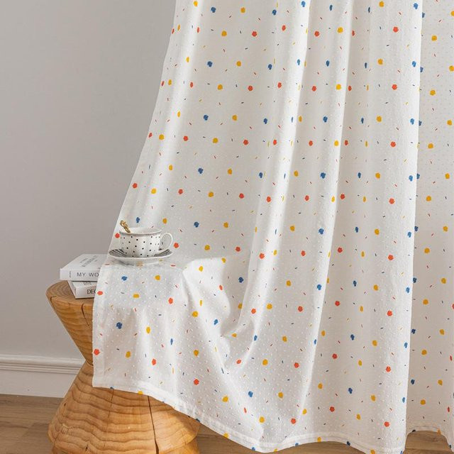 MARKET-1 Koreanische Baumwoll-Vorhänge mit Gänseblümchen-Muster und Quasten, Weiß, B: 60 cm, H: 90 cm - Bild 1