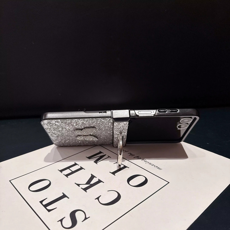 Glitzer-Diamant-Schmetterling Handyhülle mit Ringständer für Samsung Z Flip7 FE, Z Flip7, Z Flip6 und Z Flip5 in Schwarz - Bild 3