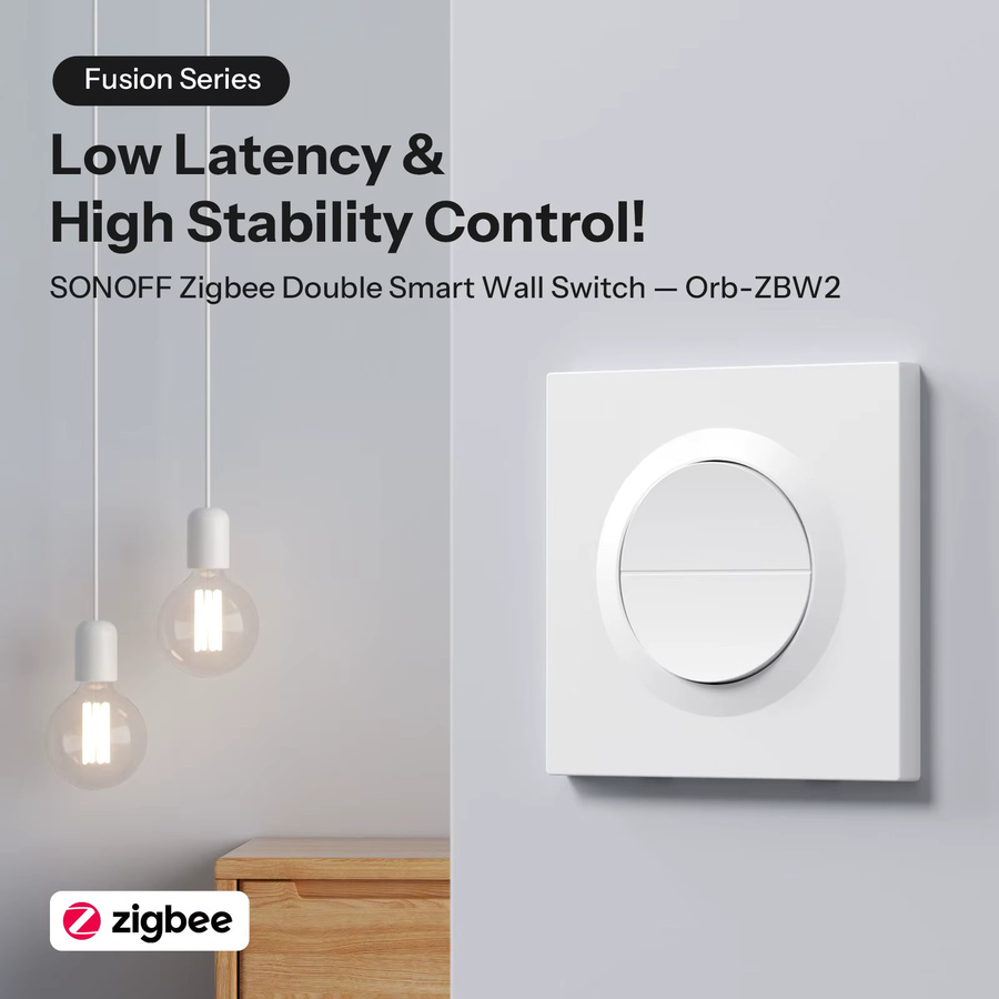 SONOFF Orb-ZBW2 Zigbee Intelligenter Wandschalter MINI-ZB2GS-E in Weiß mit 2 Tasten, 2 Kanäle, 16A Gesamtlast, Zigbee-Router und Signalverstärker sowie Relais-Ablösemodus - Bild 1