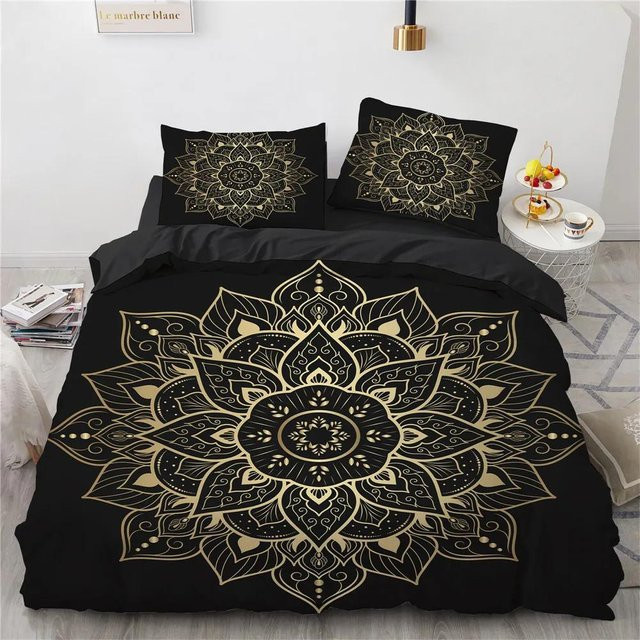 JMG Household Supplies Bettwäscheset Bohemia King mit Mandala-Print, Schwarz, Mikrofaser, B/H: 135 x 200 cm - Bild 1