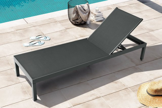 OUTFLEXX Rollliege aus Aluminium in Anthrazit Matt mit verstellbarer Rückenlehne und Textilene-Bezug, B/T/H: 193 x 60 x 32,5 cm - Bild 1