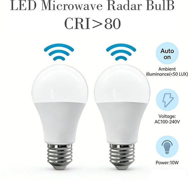 2er-Set Gatetop LED Mikrowellen-Radarsensor-Glühbirnen mit Bewegungssensor in Weiß, 10 W - Bild 1