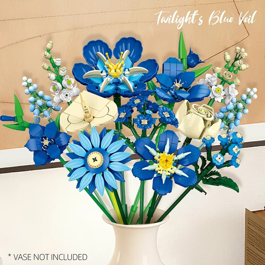 Doubuilt Mitternachtsblaues Tulpen-Bausteinset, Blumenmodell - Bild 1