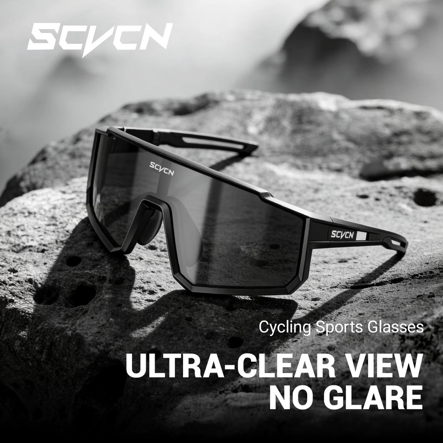 SCVCN Sportsonnenbrille, Vollrand, Black, Unisex, Wrap - Bild 4