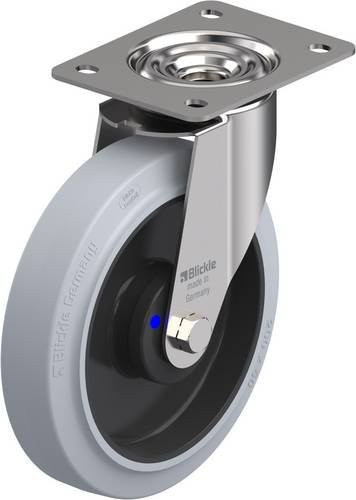 Blickle Lenkrolle LEX-POEV 200XKA-SG aus Edelstahl und Kunststoff in Grau und Schwarz mit einem Rad-Durchmesser von 200 mm und einer Tragfähigkeit von max. 300 kg - Bild 1