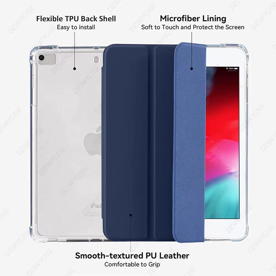 DZSWYCASE Schutzhülle für iPad Mini 5 und 4 Generation 7,9 Zoll mit Stylus-Halterung, transparent mattiertes TPU, Schwarz - Bild 5