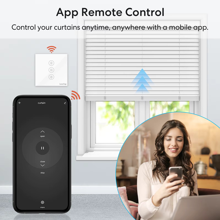 LoraTap ZigBee Tuya Smart Vorhangschalter für Rohrmotoren in Weiß mit Reisetimer und Sprachsteuerung für Google und Alexa - Bild 2