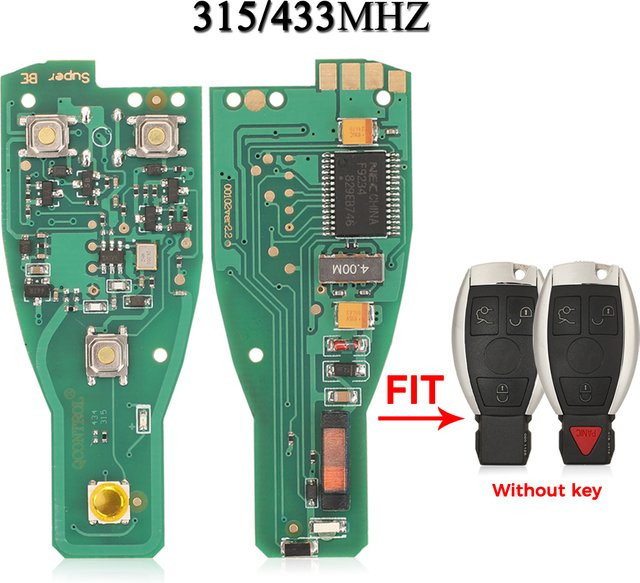 Jingyuqin NEC Fernbedienungsschlüsselplatine in Grün für Mercedes Benz C E S Klasse CLS W166 W169 W203 W204 W210 W211 W118 W171 W172 W220 mit 315/433 MHz - Bild 1