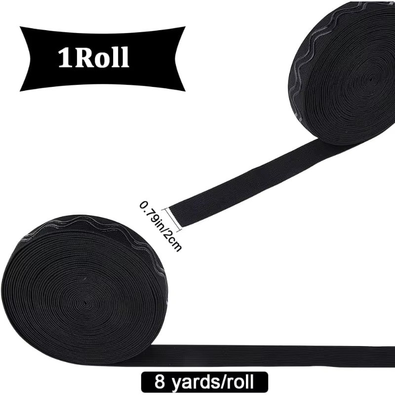 Rutschfestes elastisches Silikonband mit Wellenstruktur für DIY-Kleidungsstücke, Breite: 20 mm, Länge: 7,34 m, Farbe: Schwarz - Bild 2