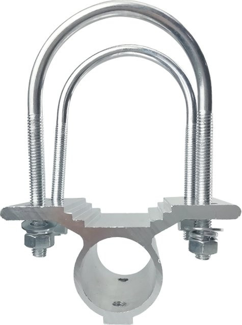 NOWEPOCH Glasfaser-Antennen-Montageklemme aus verzinktem Stahl in Silber, U-Bolzen Rohrschelle mit Innendurchmesser: 25,5 mm - Bild 1