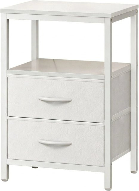 Relaxdays Beistelltisch in Weiß mit dimmbarer LED-Beleuchtung und USB-Anschluss, B/T/H: 60 x 40 x 30 cm - Bild 1