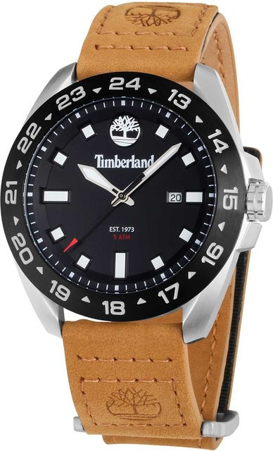 Timberland Herrenuhr, Quarz, Edelstahl, 44 mm, Leder, Schwarz, 5 ATM - Bild 1